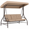 Outsunny 3 Seater Patio Swing Chair With Canopy Convertible Porch Swing Bed