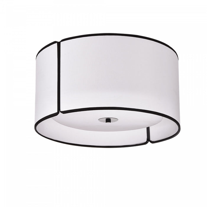 Dainolite Notched Drum 3 Light Flush Mount Matte Black White Shade And Diffuser Lamp