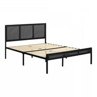 Hoya Natural Cane Metal Queen Platform Bed - Pure Black