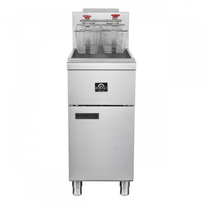 FORNO Commerciale Natural Gas Deep Fryer, 4 Burners 120,000 BTU, 50 lbs Oil Capacity - FCMGF0023