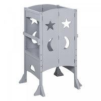 Qaba Step Stool With Support Handles, Safety Rail And Non-slip, Hardwood Stepping Stool For Kids And