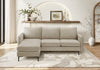 Upholstered, Chaise Sofa Lounger, 85\" Wide, Beige Fabric, Black Metal Legs Sofa
