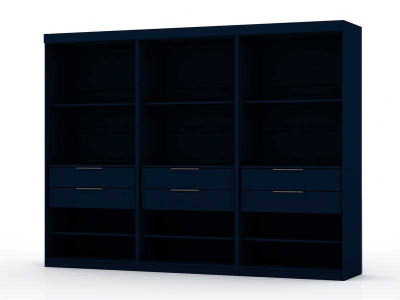 Mulberry Contemporary Modern 36\" Wardrobe Closet in Midnight Blue - Set of 3