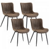 HOMCOM Dining Chairs Set of 4 with Backrest and Steel Legs, Brown