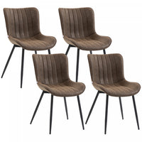 HOMCOM Dining Chairs Set of 4 with Backrest and Steel Legs, Brown
