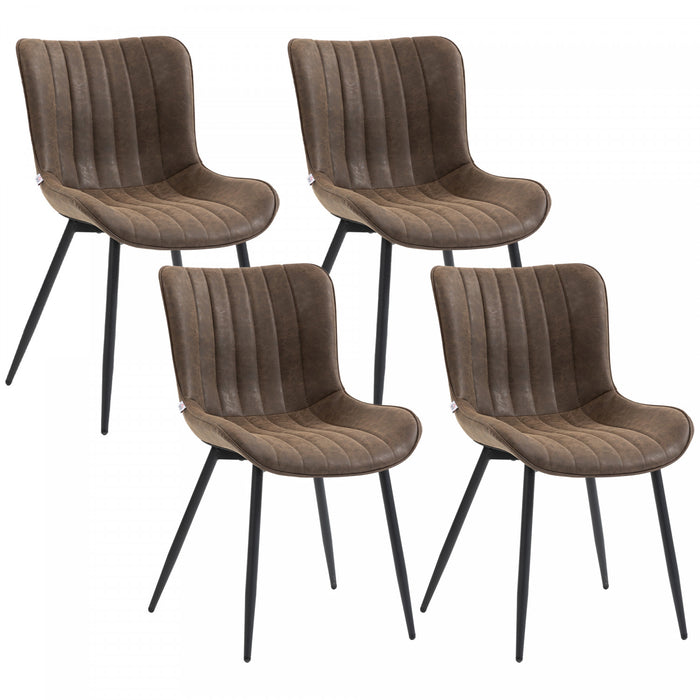 HOMCOM Dining Chairs Set of 4 with Backrest and Steel Legs, Brown