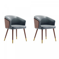 Reeva Modern Wood Vegan Leather Dining Chair in Gray - Set of 2