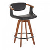 LumiSource Oracle Faux Leather Mid-Century Modern Counter-Height Stool - Walnut/Black