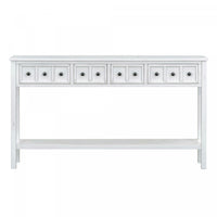 Michael Solid Wood Console Table For Entryway With Storage Drawers And Bottom Shelf - White