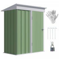 Outsunny 5' X 3' Steel Outdoor Storage Shed, Small Lean-to Garden Shed With Adjustable Shelf, Lock A