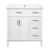 Savannah 30 Inch Bathroom Vanity with Ceramic Sink and Spacious Storage Cabinet, White