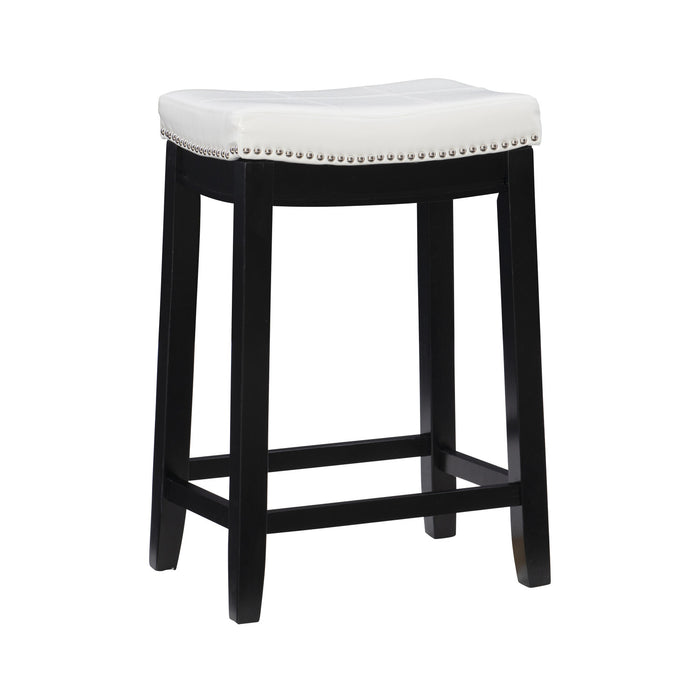 Claridge Faux Leather Backless Counter-Height Stool - Black and White