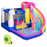 Outsunny Kids Bouncy House Inflatable Trampoline Water Slide Pool Bounce Castle Climbing Wall 5 In 1