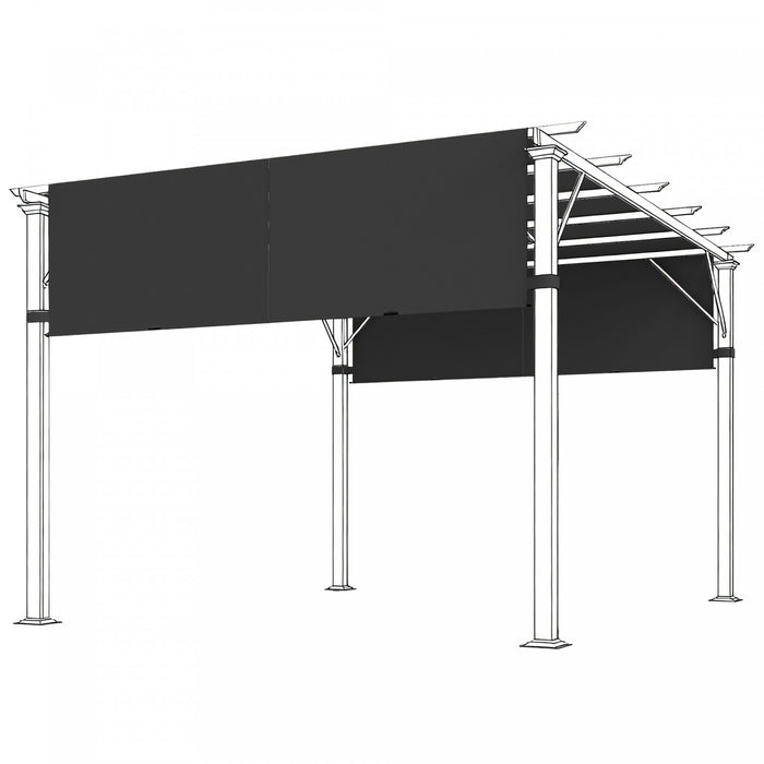 Outsunny 2 Pcs 16 x 4ft Pergola Shade, UV Protection Pergola Canopy, Black
