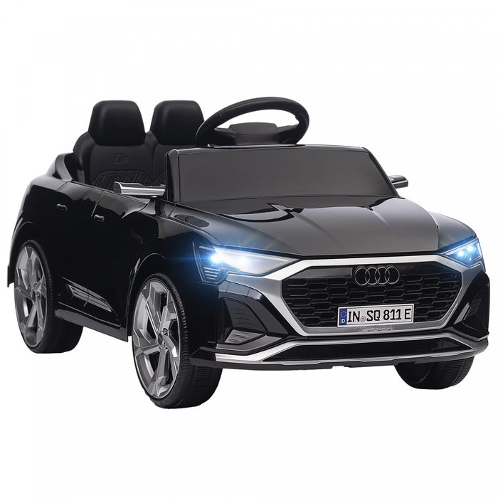 Qaba Audi Q8 Etron Sportback Licensed Powered Ride-On Car, 12v Battery Powered Kids Electric Car With Remote Control, Spring Suspension, Soft Start, Headlights, Music Horn, For 3-6, Black