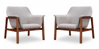Miller Mid-Century Modern Linen Weave Accent Armchair in Gray - Set of 2 