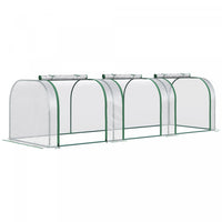Outsunny 10' X 3' X 2.5' Portable Mini Tunnel Greenhouse With 3 Zipped Doors, Portable Small Green H