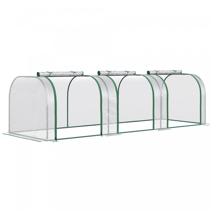 Outsunny 10' X 3' X 2.5' Portable Mini Tunnel Greenhouse With 3 Zipped Doors, Portable Small Green House, Easy Assembly, Clear