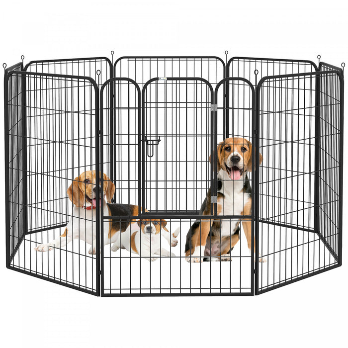 Pawhut 8 Panel Pet Playpen Play Yard Fence Home Diy Heavy-duty Metal Foldable Indoor Outdoor 31\" X 39.25\"
