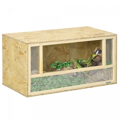 PawHut 34 Gallon Reptile Terrarium, 31.5" x 16" x 16" Reptile Tank with Sliding Door, Jumping Spider Enclosure for Chameleon, Lizard, Snake, Frog, Turtle