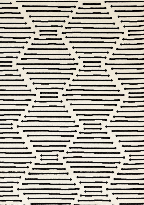 Forte Black White Stripes Area Rug - 6'7\" x 9'6\"