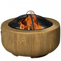 Outsunny Fire Pit with Spark Screen and Poker, 24
