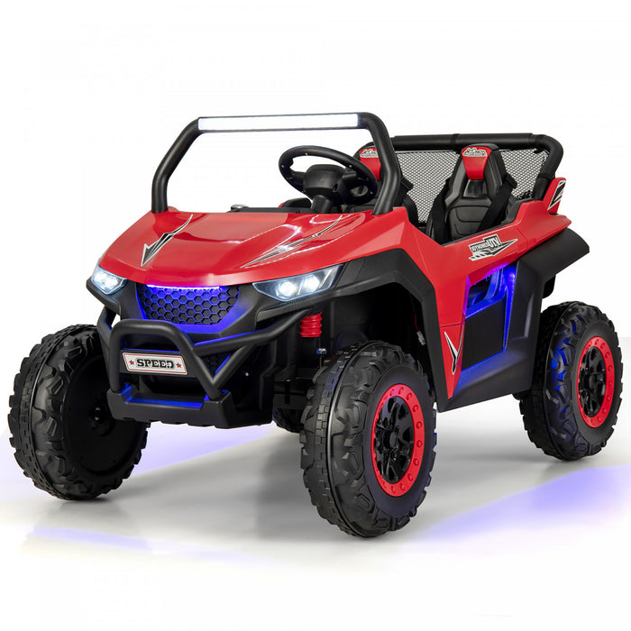 Costway 12v 2-seater Kids Ride On Utv Rc Electric Vehicle Suspension W/ Lights & Music