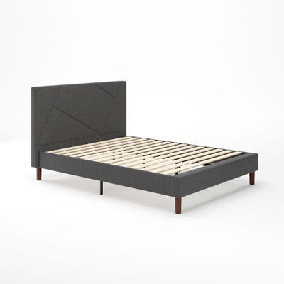 Judy Upholstered Platform Bed with Headboard in Dark Grey - King Size | Judy lit plateforme rembourré avec tête de lit gris foncé - Très grand