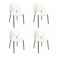 Haven Contemporary Modern Vegan Leather Metal Side Chair in Ivory - Set of 4