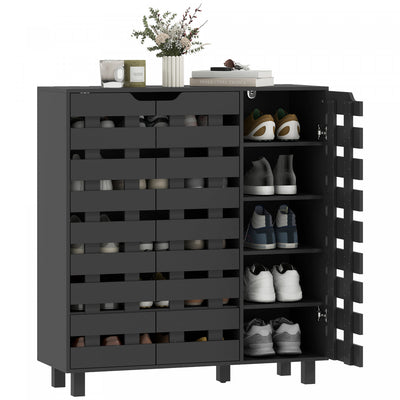 HOMCOM Shoe Cabinet, Shoe Storage Cabinet for 20 Pair of Shoes, Black