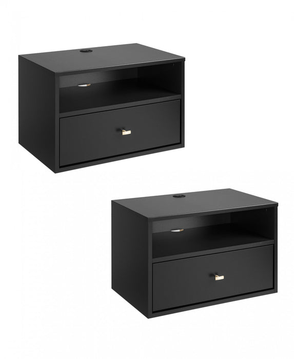 1-drawer Floating Nightstand - Black