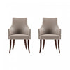 Connie Modern Vegan Leather and Velvet Wood Armchair in Taupe - Set of 2 Dining Chair