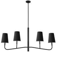 Dainolite Eleanor 4 Light Horizontal Chandelier Matte Black Black/White Shades Lamp
