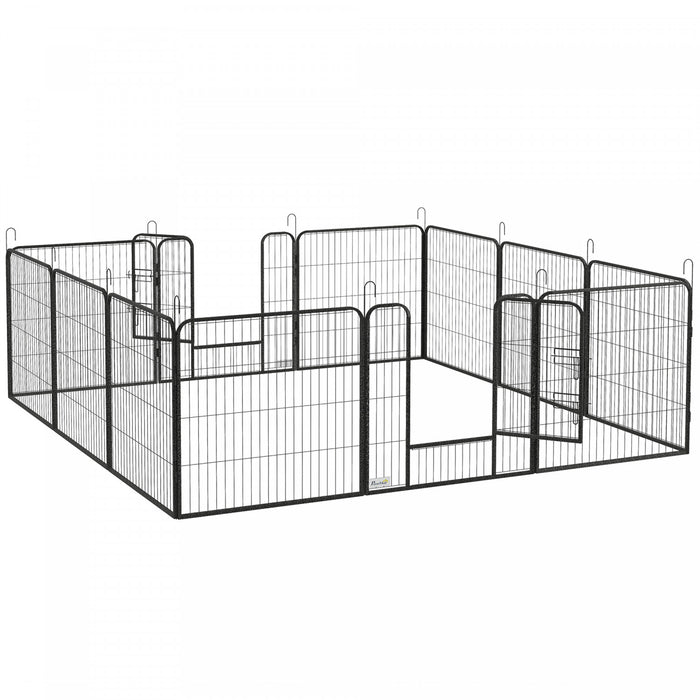 Pawhut Dog Playpen, Heavy-duty Metal Puppy Play Pen, Pet Exercise Fences For Outside And Indoor, Diy Design With Door For Multiple Dogs, 12 Panels, 31.5\"h