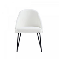 Gracie Modern Metal Vegan Leather Dining Chair in White and Black 