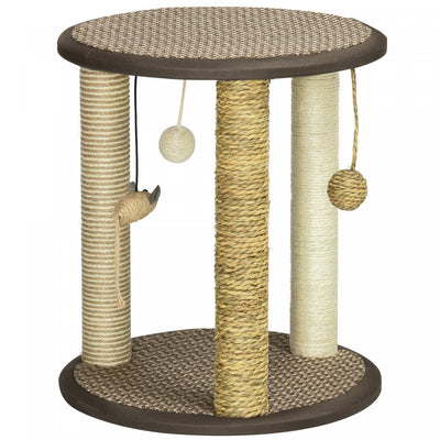 Pawhut 17" Cat Tree, Kitty Activity Centre With Hanging Toys, Cat Climbing Toy, Cat Tower With Jute,|Pawhut 17" Arbre A Chat, Centre D'activites Avec Jouets Suspendus, Jouet D'escalade De Chat, Tour De