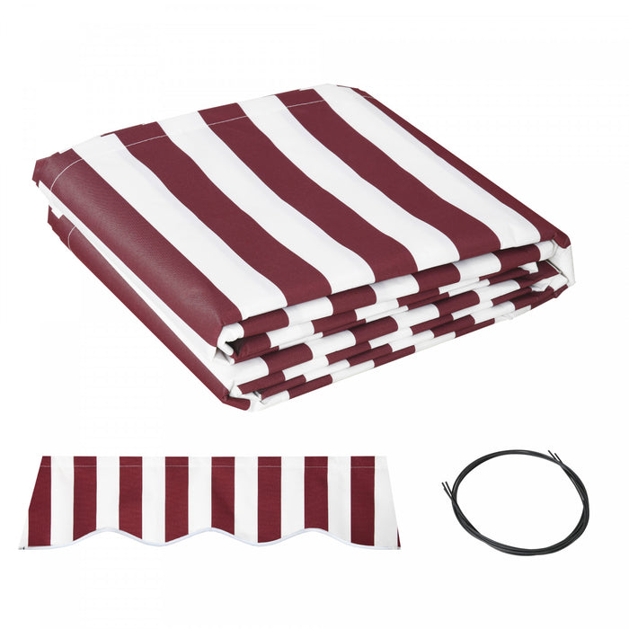 Outsunny 11' X 10' Retractable Awning Fabric Replacement Outdoor Sunshade Canopy Awning Cover, Uv Protection, Red And White
