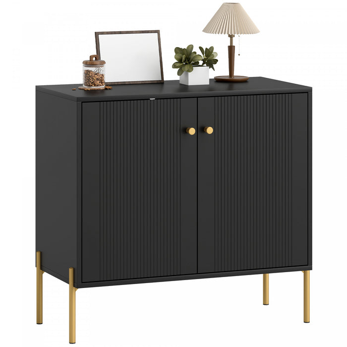 HOMCOM Sideboard with Fluted Doors, 32\" Modern Buffet Cabinet, Black