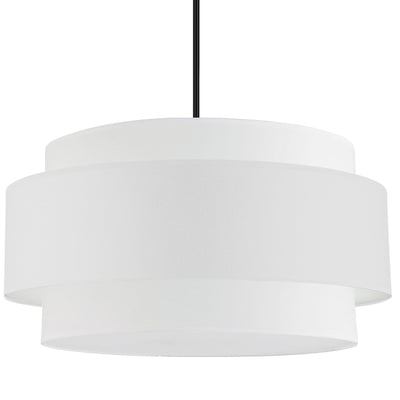 Dainolite Priya 4 Light Pendant 30" Dia Matte Black White Shade Lamp|Luminaire suspendu Priya de Dainolite de 30 po de diamètre avec abat-jour blanc, fini noir mat et 4 ampoules