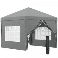 Outsunny 10'x10' Outdoor Pop Up Party Tent Gazebo Canopy With Carrying Bag (light Grey)