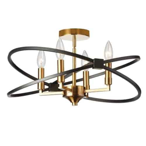Dainolite Paloma 4 Light Semi-flush Mount Vintage Bronze Matte Black Finish Lamp