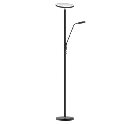 Dainolite Mother And Son LED Floor Lamp Sandy Black Finish|Lampe à pied Mother and Son de Dainolite avec fini noir sablé et ampoule à DEL
