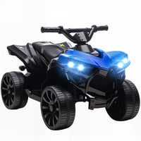 Qaba Kids ATV 4 Wheeler, 6V Battery Powered Electric Ride on Car with Music and LED Headlights for Ages 37-72 Months Boys and Girls, Blue
