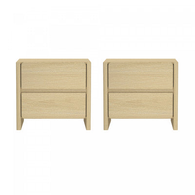 Linda Modern 24" Nightstand in Natural Oak (2-Drawer) - Set of 2 | Table de nuit moderne Linda 24" en chene naturel (2 tiroirs) - Lot de 2