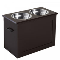 Pawhut Elevated Dog Bowls For Large Dogs With Storage Dog Pet Diner Function 2 Stainless Steel Dog B