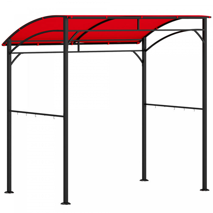 Outsunny 7' X 5' Bbq Grill Gazebo Tent With Steel Frame Hooks Wine Red