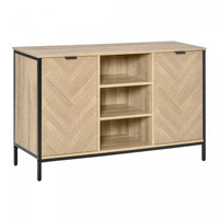 HOMCOM Sideboard Storage Cabinet with Adjustable Shelves Oak Tone