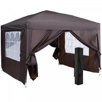 Outsunny 10'x10' Outdoor Pop Up Party Tent Gazebo Canopy With Carrying Bag (coffee)