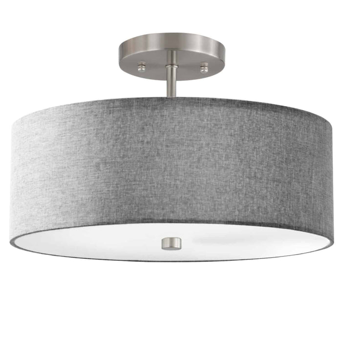 Dainolite Everly 3 Light Semi-flush Mount Satin Chrome Finish Grey Shade Lamp