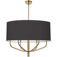 Dainolite Eleanor 6 Light Pendant Aged Brass Black/White Shade Lamp